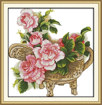 

Peony Printing pattern Cross Stitch Kits Handmade Cross-stitch set Embroidery Needlework DMC Counted Home Decor Funny Gifts