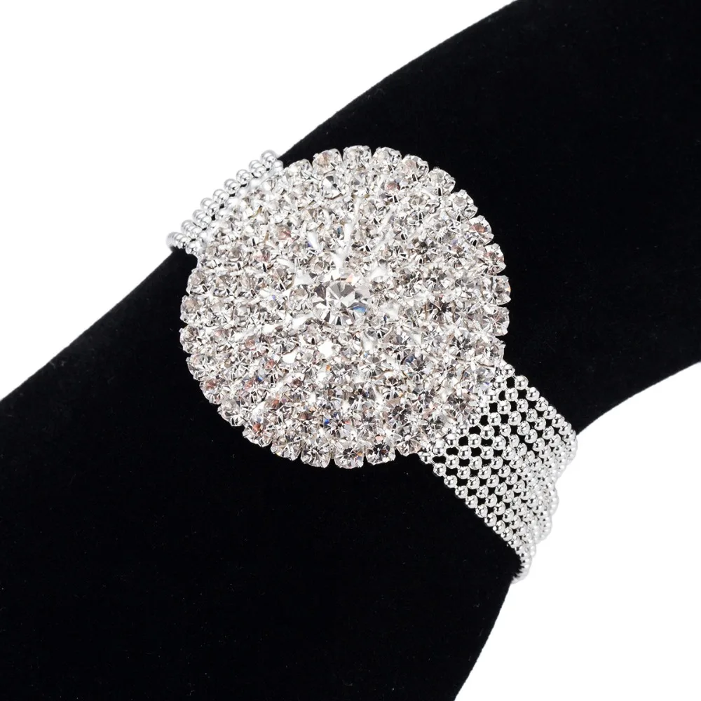

YFJEWE Ball Chain Link Silver Color Full Round Shape Bridal Bracelets Romantic Ladies Luxury Party Crystal Evening Bracelet B186