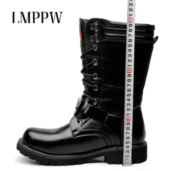 

High Quality Men's Boots Combat Military Desert Boots Men Outdoor Waterproof Boots Shoes Brand Design Leather Long Boots for Man
