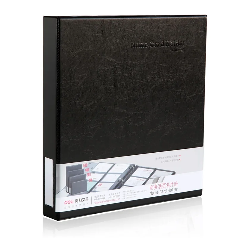 

Deli PVC Super Large Capacity Business Card Book Holder Stock Journal Card Organizer 480 Cards Black Office Supplies 5797
