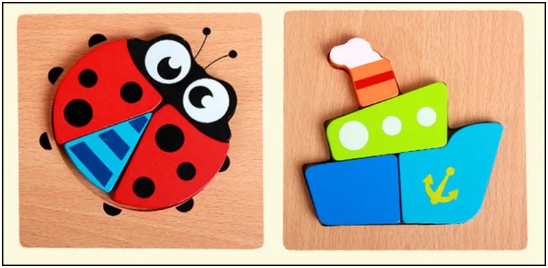 Деревянные игрушки-головоломки для детей, Мультяшные животные, фрукты, деревянные пазлы для детей, обучающая игрушка для раннего развития