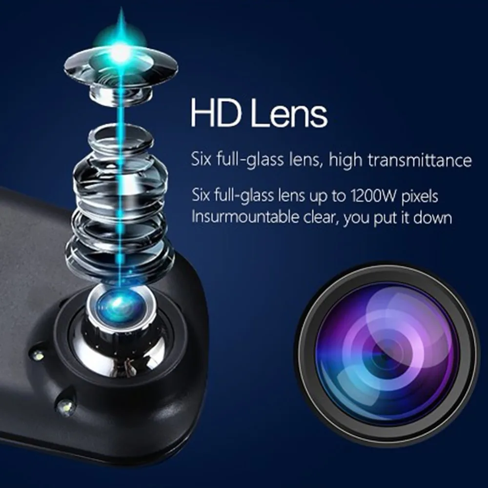 Visión nocturna del coche Dvr Detector de cámara espejo de revisión DVR grabadora de vídeo Digital videocámara automática Dash Cam FHD 1080 P alto calidad - 2