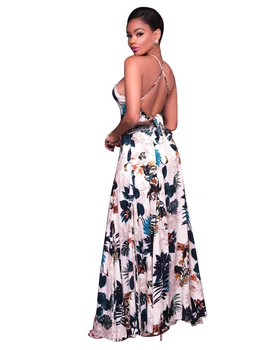 

Women Floral Print Sexy Short Backless Top with Long Maxi Skirt Two Piece Sets Clothing Womens Tops Skirts