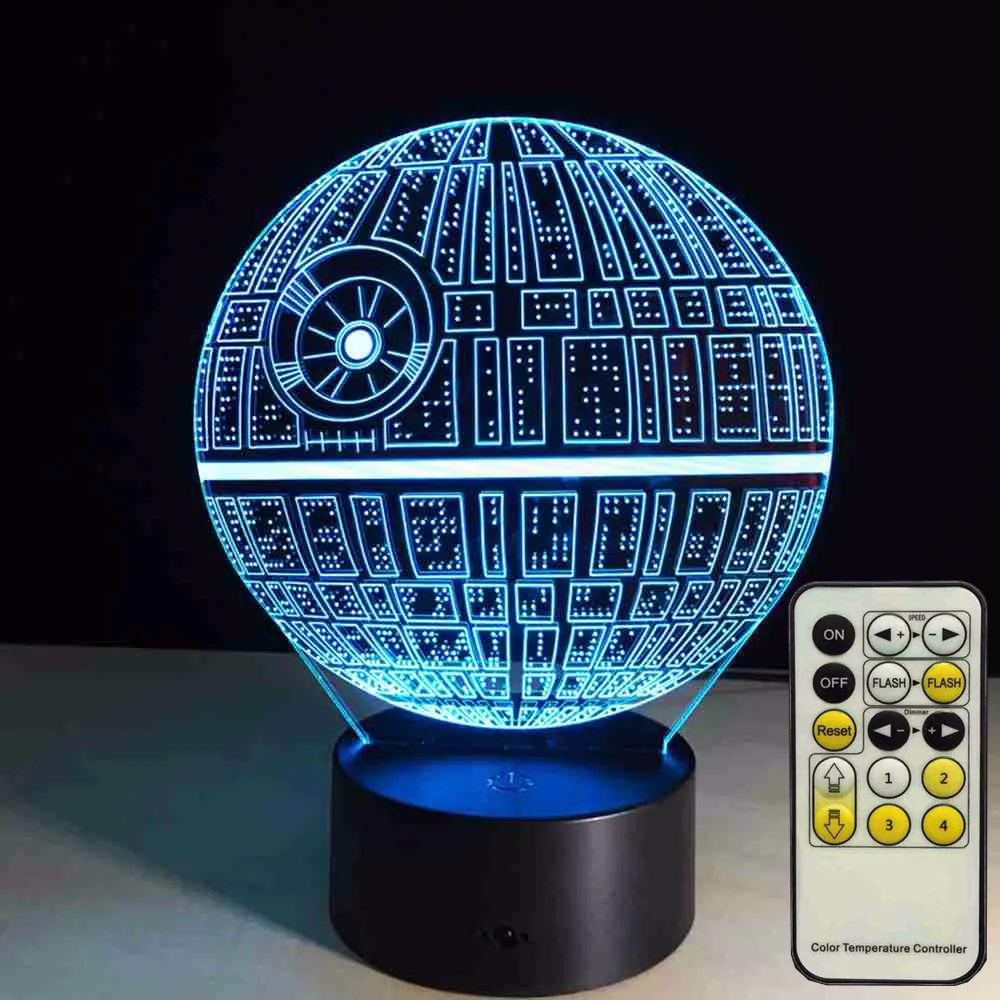 

7colors New 3D Led Night The Force Awakens ! Multi-colored Death Star Table Lamp 3D Death Star Bulbing Light for Star Wars Fans