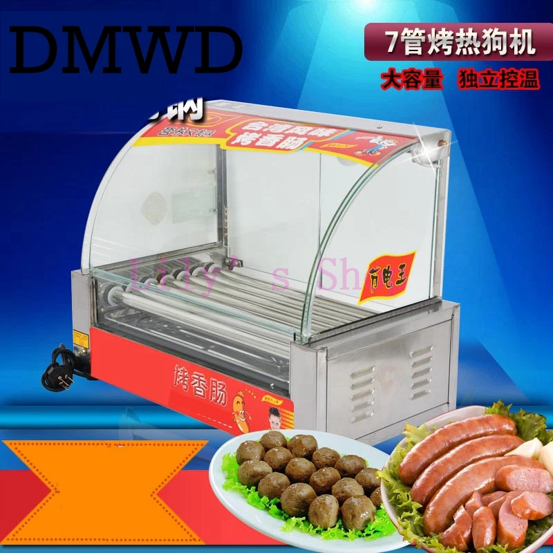 

DMWD 7 rollers Commercial sausage heating machine electric breakfast teppanyaki grill hot dog kebab stainless steel hotdog maker