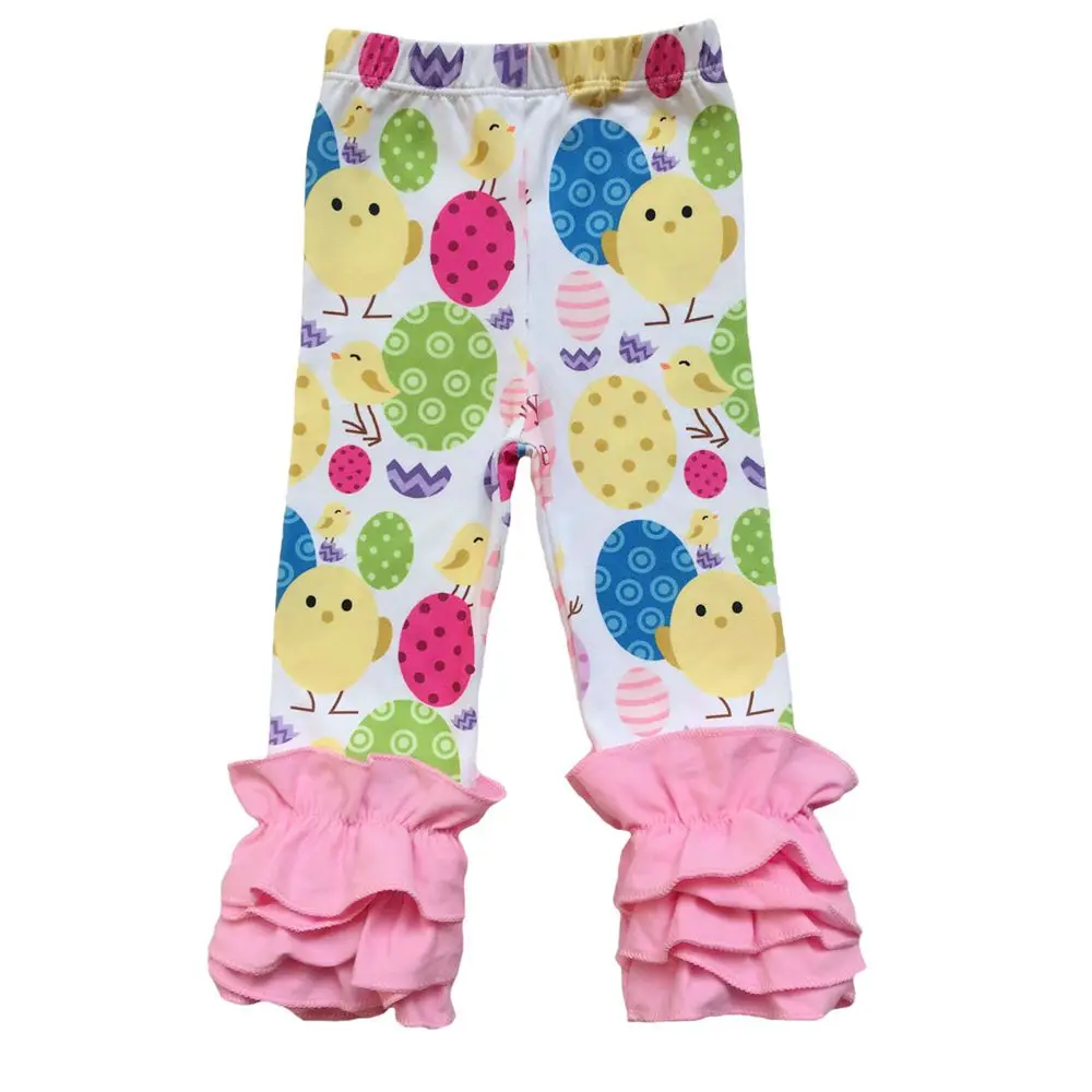 Mardi Gras/цвета: фиолетовый, зеленый, золотой; детские леггинсы с оборками и принтом; штаны с оборками для девочек; ; оптовый заказ