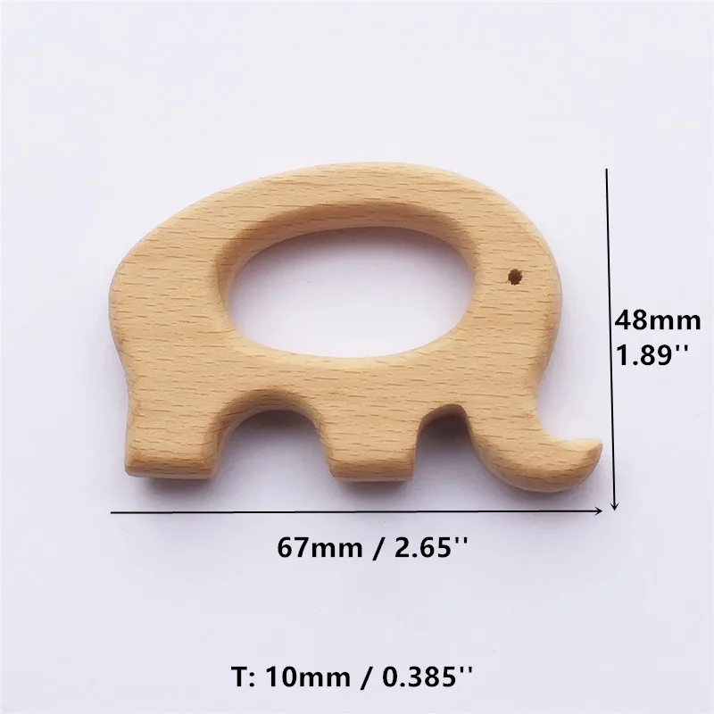 Chengkai 10 шт. деревянный Прорезыватель кольцо DIY органический экологичный природа Детские Прорезыватели для зубов сенсорные жевательные деревянные игрушки аксессуары - Цвет: Elephant
