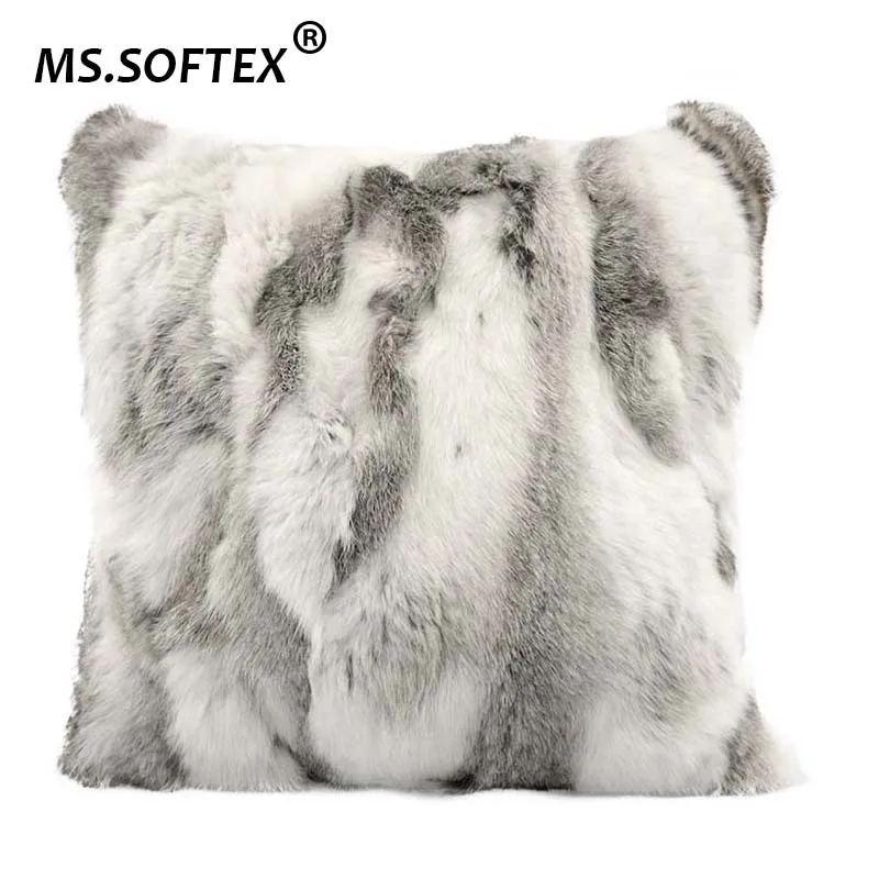 Наволочка из натурального меха MS.Softex наволочка кроличьего в стиле пэчворк мягкая