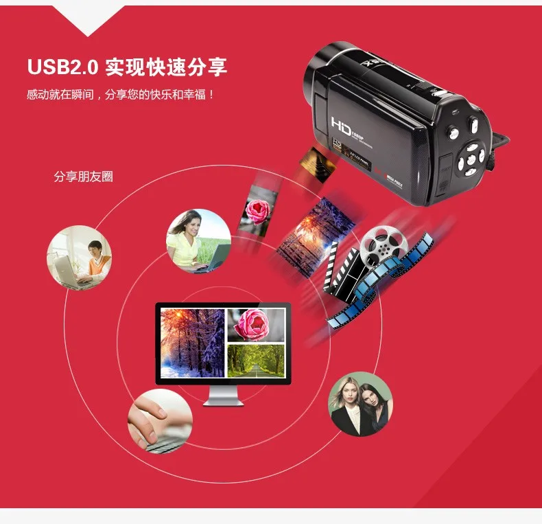 WINAIT 1080 P HD вспышка Цифровая видеокамера литий-ионная батарея Портативный DVD 16x цифровой зум Мини HDV-V7 дистанционное управление