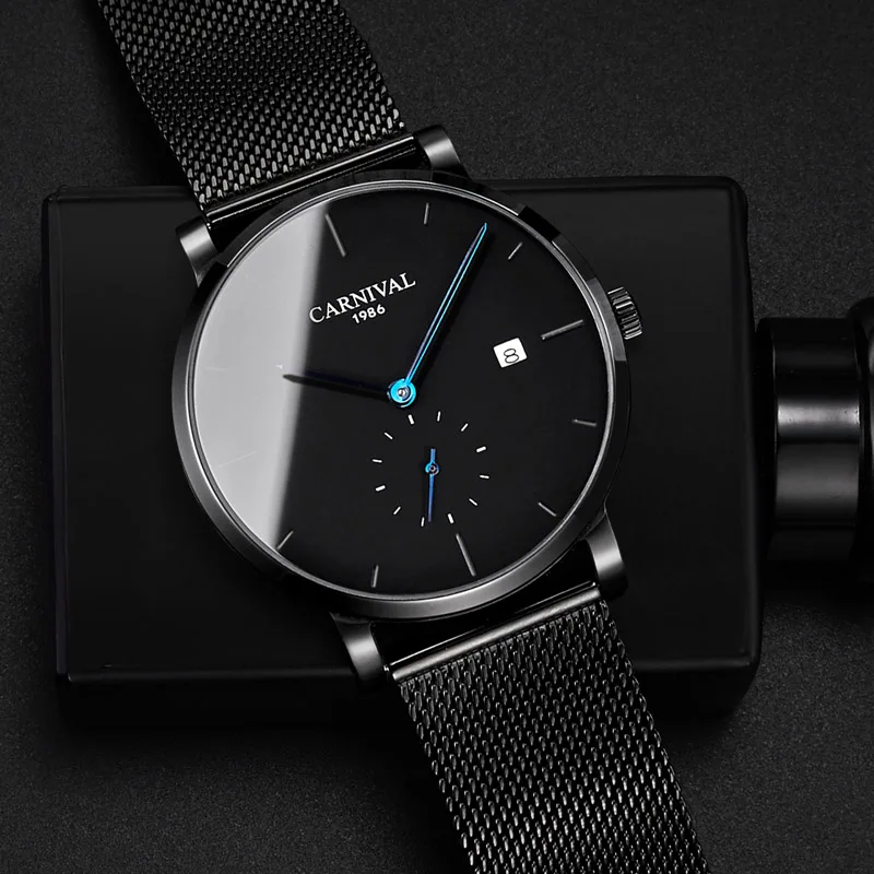 

classic design Ultra-thin watch men Automatic clock men calendar waterproof Mechanical watch top brand relogio masculino