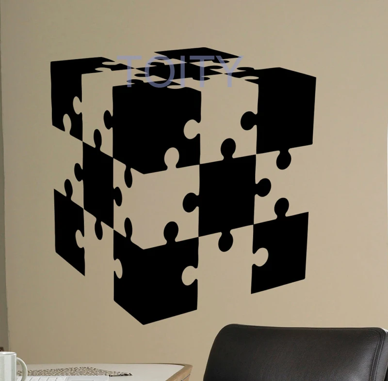 cheap Puzzles Cube Wall Decal osaic Ornament Vinyl Sticker Art Home Interior Nursery Decoration Creative Mural for Kids Room