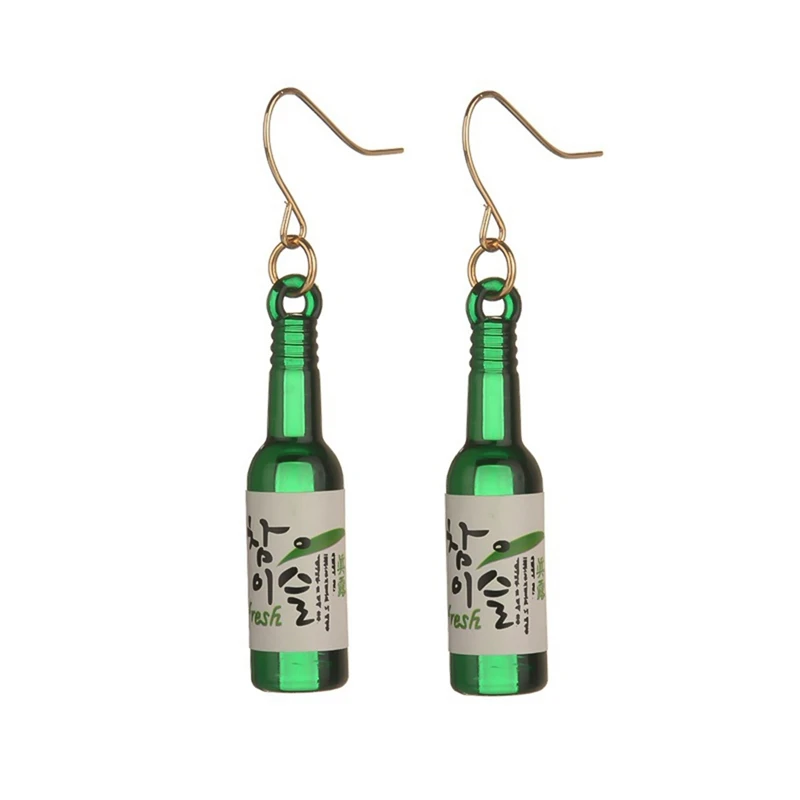 Mineral Water Bottle Funny Earrings for Women Creative Beer Bottle Cute Red Earrings Fashion Jewelry Drop Summer Earrings Female