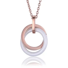 Керамическое ожерелье с двойной подвеской розовое золото из нержавеющей стали керамические ожерелья черный и белый керамический круглый кулон ожерелье s для женщин