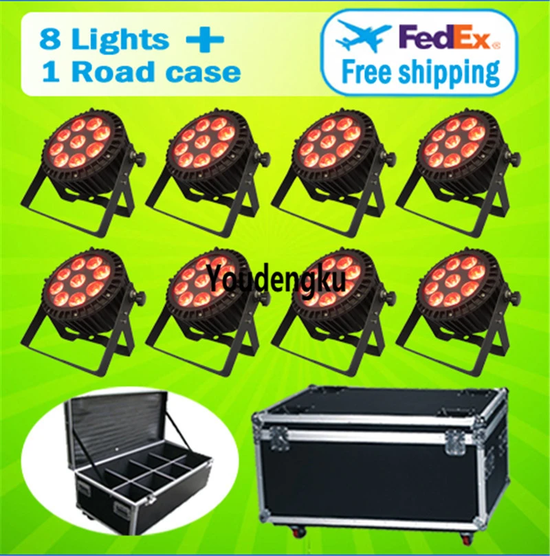 8 pieces with flight cases led par disco lights outdoors 9x18w 6in1 led