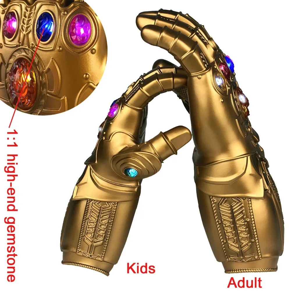 

Infinity Gauntlet Avengers Infinity War Thanos PVC Gloves Cosplay Prop Avengers LED Gloves PVC Toys Kids Adult Halloween Party