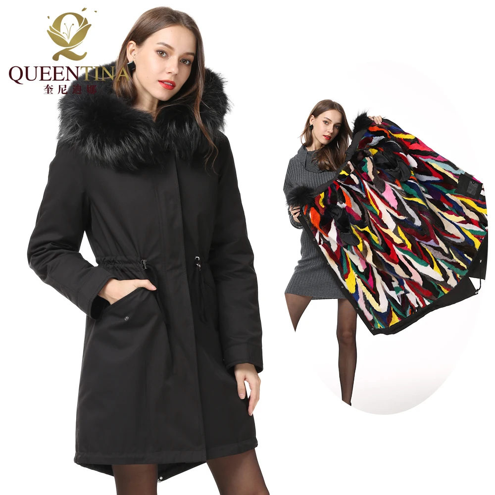 Parka Color1 color3 Longue D'hiver Amovible color5 color7 Fourrure Réel color6 Raton color4 Vison Collier 2018 Capuche De color2 Parkas Veste Naturel À Nouveau Col Laveur Manteau doublure Femmes g6w1t1q