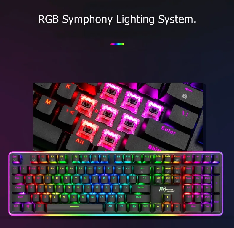 ROYAL KLUDGE RK918 USB Проводная RGB подсветка Механическая игровая клавиатура макро Программирование с различными эффектами подсветки