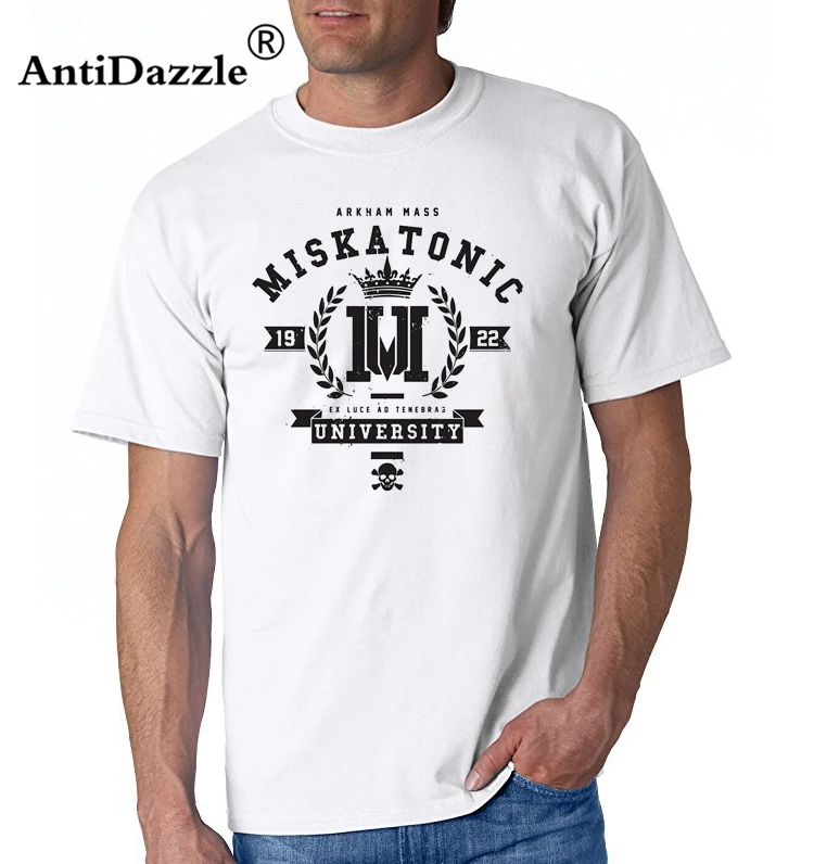 Его и ее футболки Miskatonic Университет Crest мужской с круглым вырезом короткими