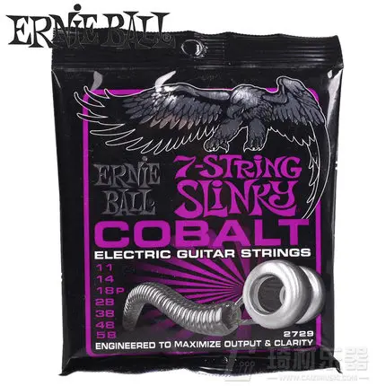 Ernie Ball 2729 Power Slinky 7-струнные кобальтовые Струны для электрогитары 11-58 | Спорт и