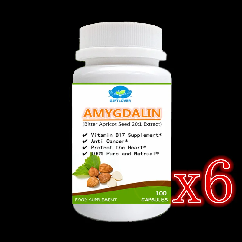 

6 bottle 600pcs,Vitamin B17 Supplement,Bitter Apricot Seed 20:1 Extract Powder with Amygdalin,Anti-cancer,Almond,Apricot Kernel