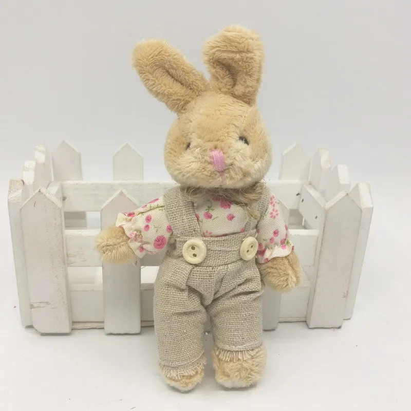 Cute Floral Teddy Bear Bunny Rabbits Plush Toys Dolls Linen Cloth Peter Couple Bears Rabbits Small Peluche Dolls Keg Bag Penandts Keychain 1113cm 1pc (2)