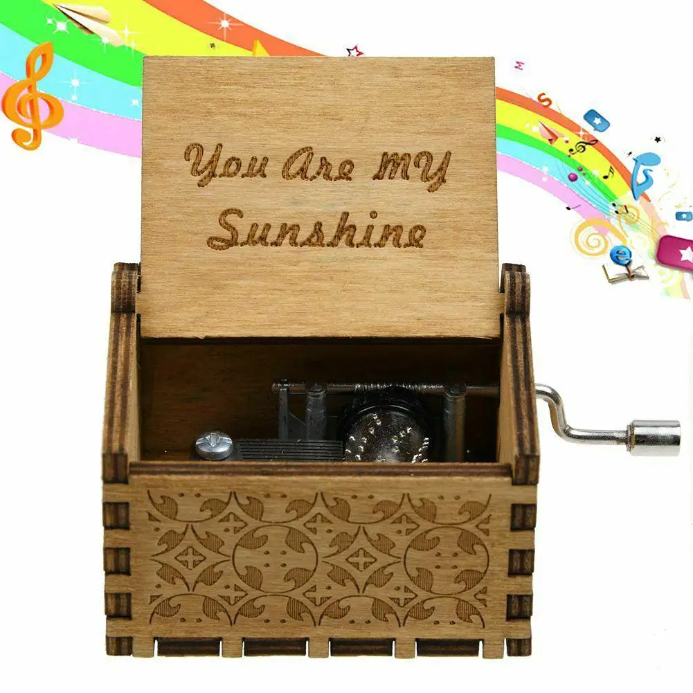 

Sunshine Engraved Hand Crank Antique Carved Wooden Music Box Casket Ornament Kids Friend Toy Birthday Gift Decor Wholesale
