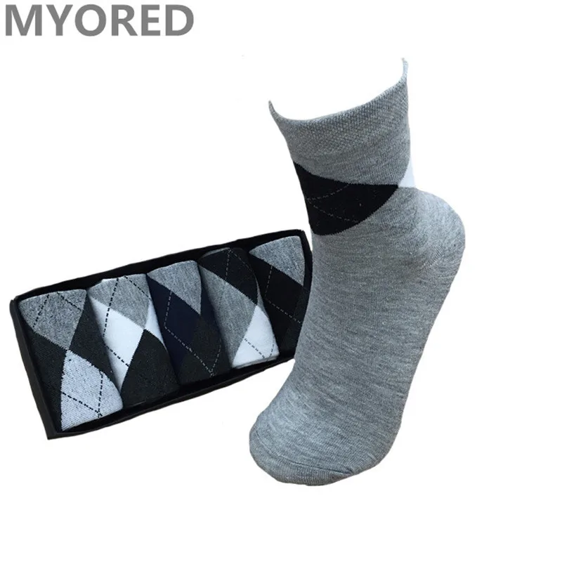 MYORED, летние, чёсаный хлопок, дышащие, короткие, мужские деловые носки, в горошек, со стразами, одноцветные, socken, официальное платье, без коробки, 5 пар