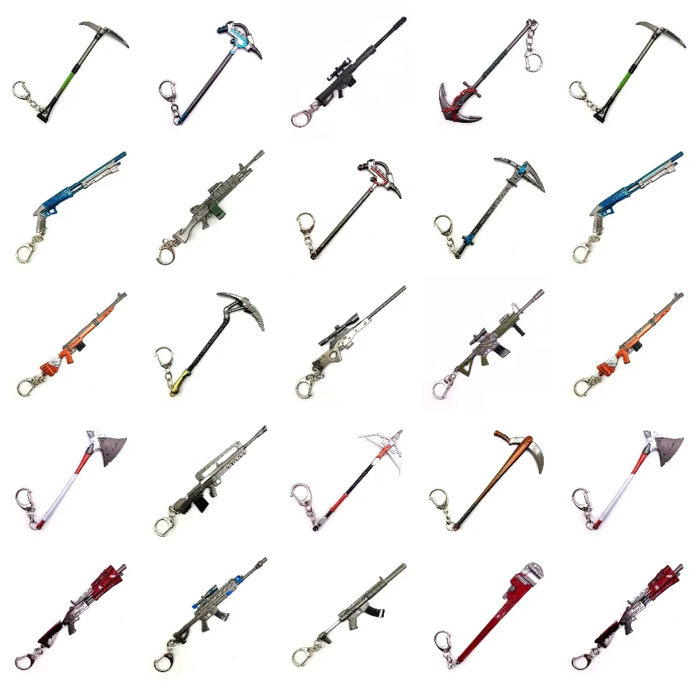 

Fortnight Battle Royale Pickaxe Action Figure Toy Anarchy Axe Reaper Pickaxe avd SCAR Rifle Keyring Keychain