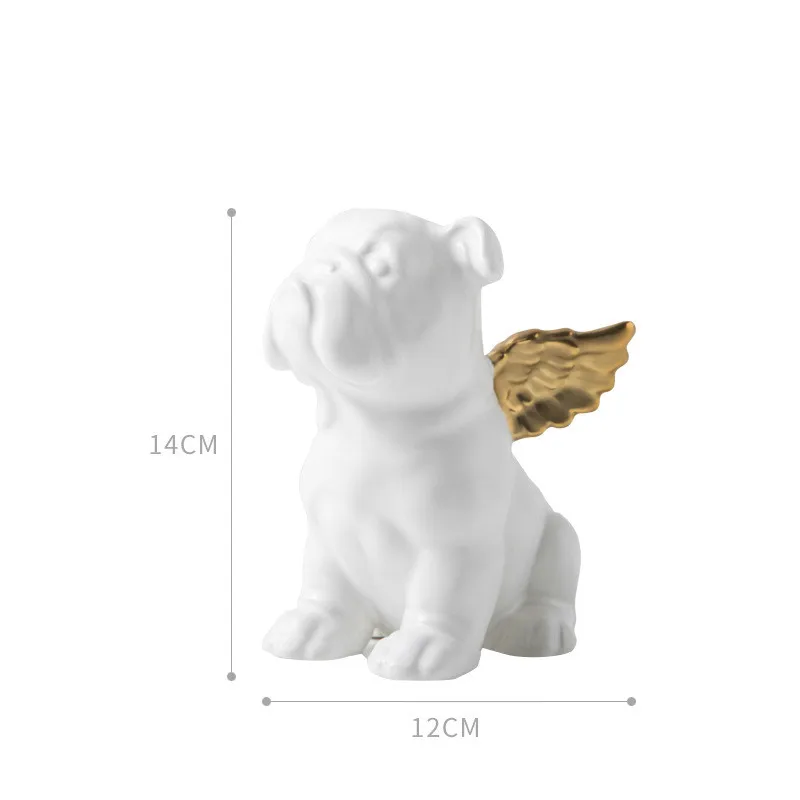 Абстракция животное собака статуя бульдог солнечные очки ангела керамика искусство и ремесло офис творческий гостиная настольные украшения L2918 - Цвет: Бежево-белый