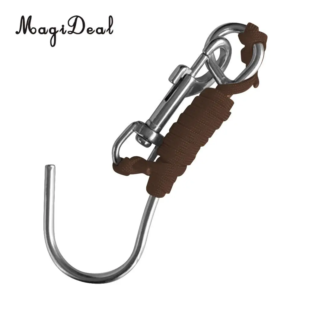 MagiDeal Scuba Diving Single 316 Stainless Steel Reef Hook with Line SS Clip for Cave/Drift Dive Underwater Photographers