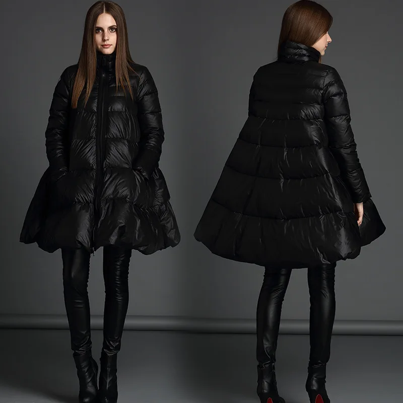 Women's Puffer Down Coat Cloak-Type Jacket Loose Parka Warm Coat