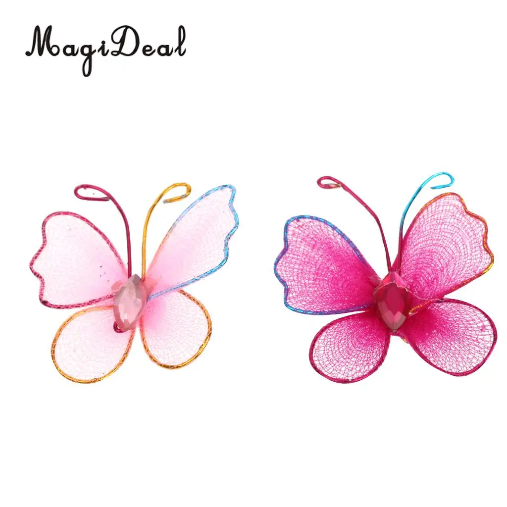 MagiDeal 50 pcs Stocking Butterflies for Wedding Party Holiday Home Decoration Scrapbooking Sewing DIY Crafts Mixed Color 3.5cm