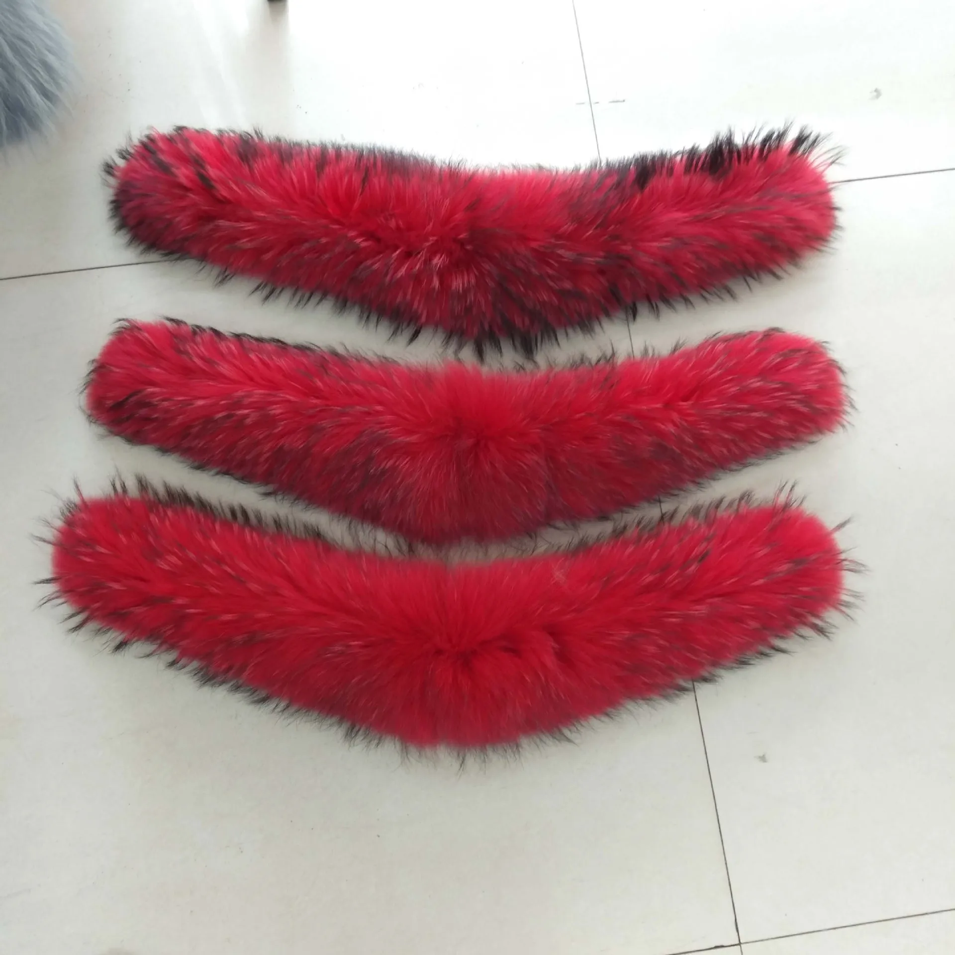 

2019 winter new real super big dice star large collar watermelon red fur collar
