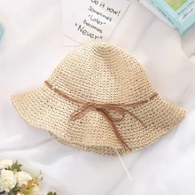 Летние Для женщин флоппи-дыхание Соломенная пляжная Панама со строкой Лук Широкий дискетом краем шляпы для рыбалки с защитой от УФ-лучей шапки