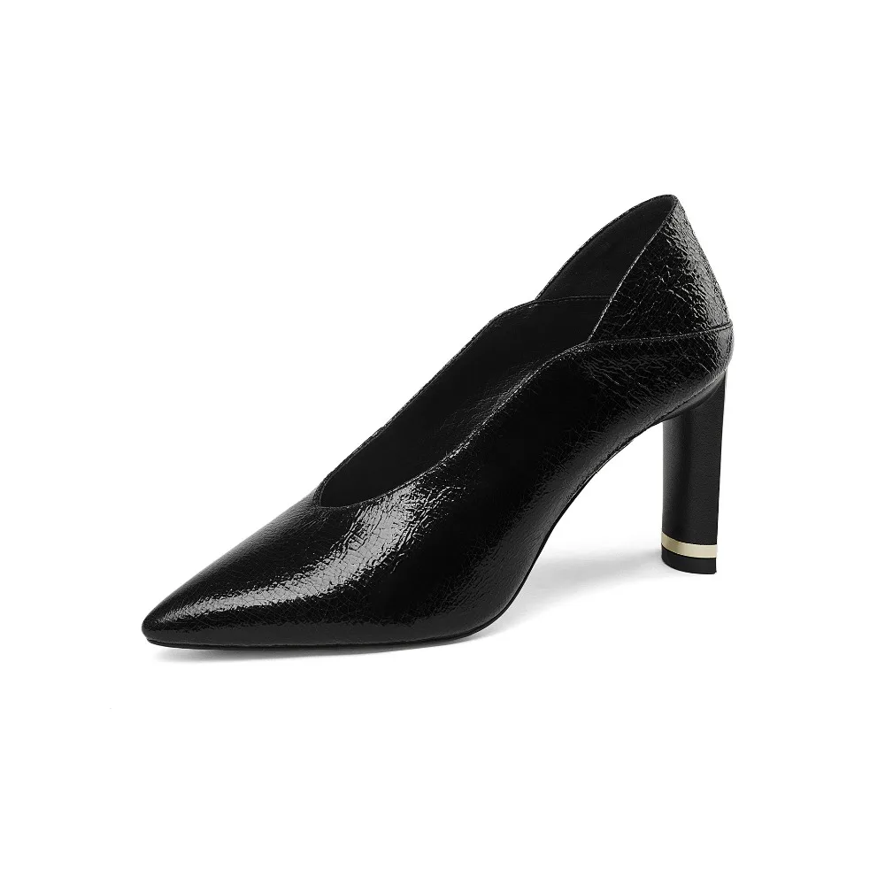 

Luxury noble brand top layer leather spring summer autumn women's high heels fashion pointed shallow mouth single shoes women