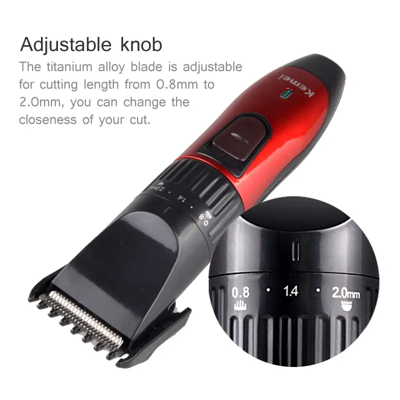 Kemei Hair Clipper Rechargeable Trimmer Men Cordless Clippers Adjustable Beard Trimmer Electric Hair Cutting Machine Razor 40D