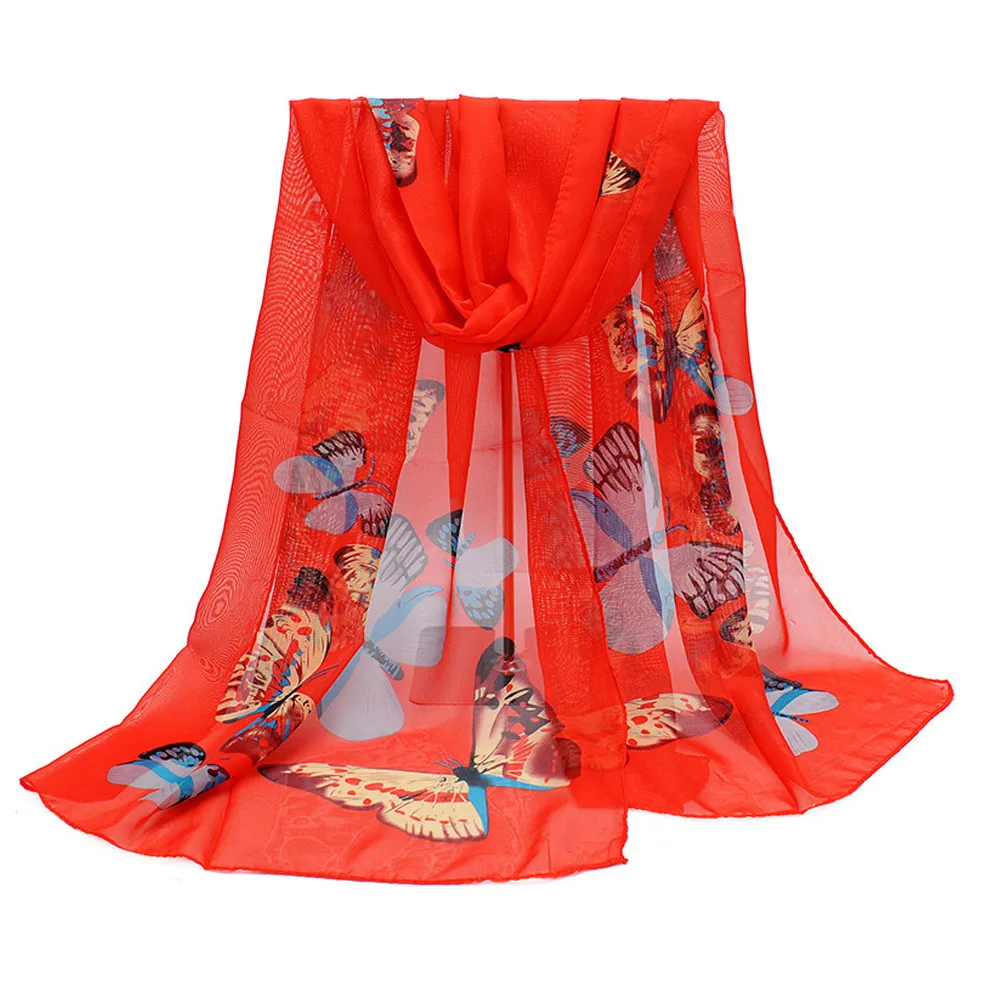 Женские длинные мягкие шифоновые платки и шарфы с принтом бабочки, дизайнерские брендовые Роскошные кашемировые шарфы - Цвет: D