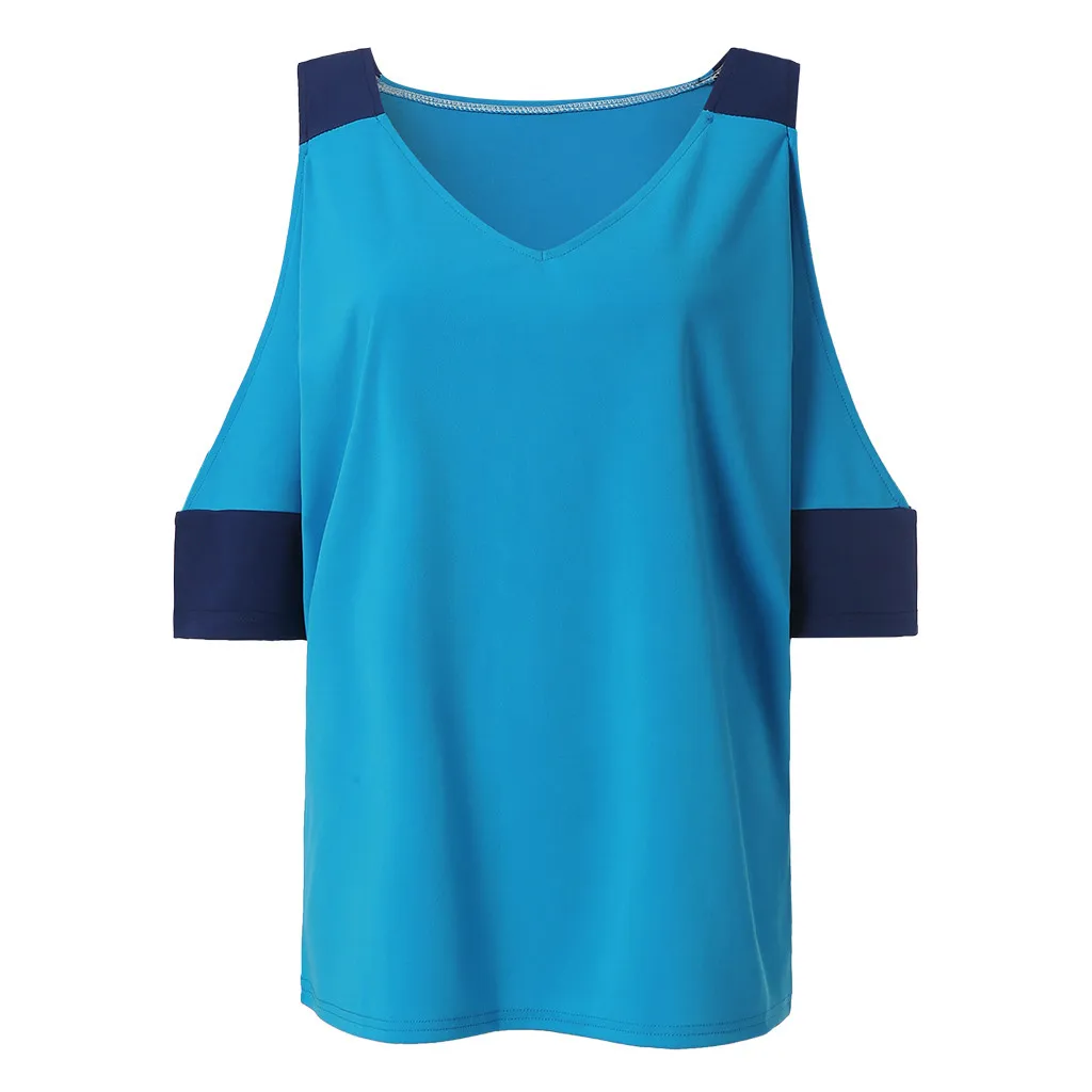 JAYCOSIN, женская футболка с открытыми плечами и v-образным вырезом, модная Цветочная блуза mujer camicia donna chemisier femme, Офисная хлопковая