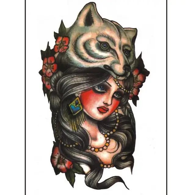 319 baru desain seni tubuh lukisan serigala kepribadian 