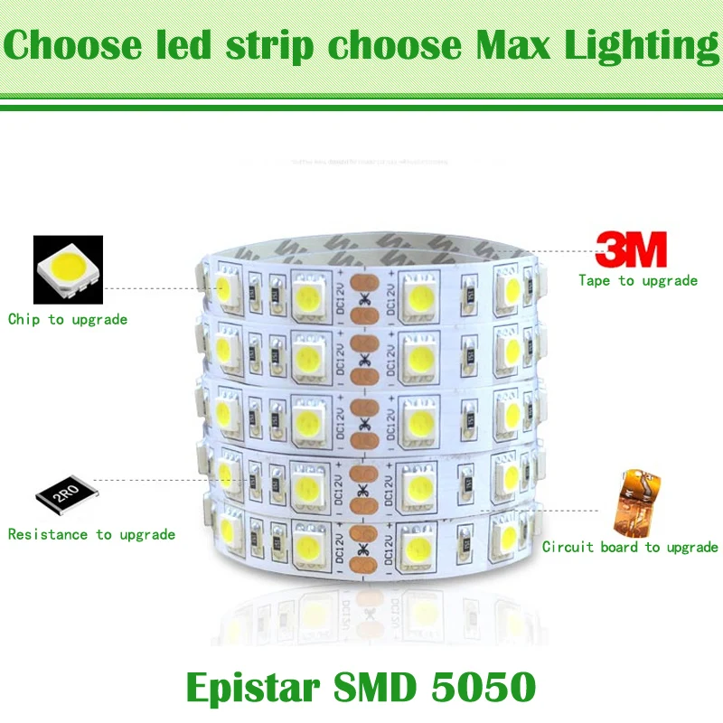 [MingBen] Светодиодные ленты faixa De светодиодный гибкие SMD 5050 DC12V 60 Светодиодный s/m 5
