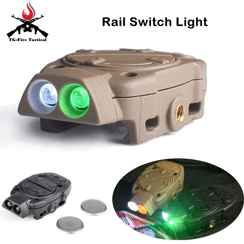Ferroviário com Interruptor Luz para Picatinny Softair Tático Noite Evolução Capacete Remoto Luz Cauda Branco Vermelho ir Arma Luzes