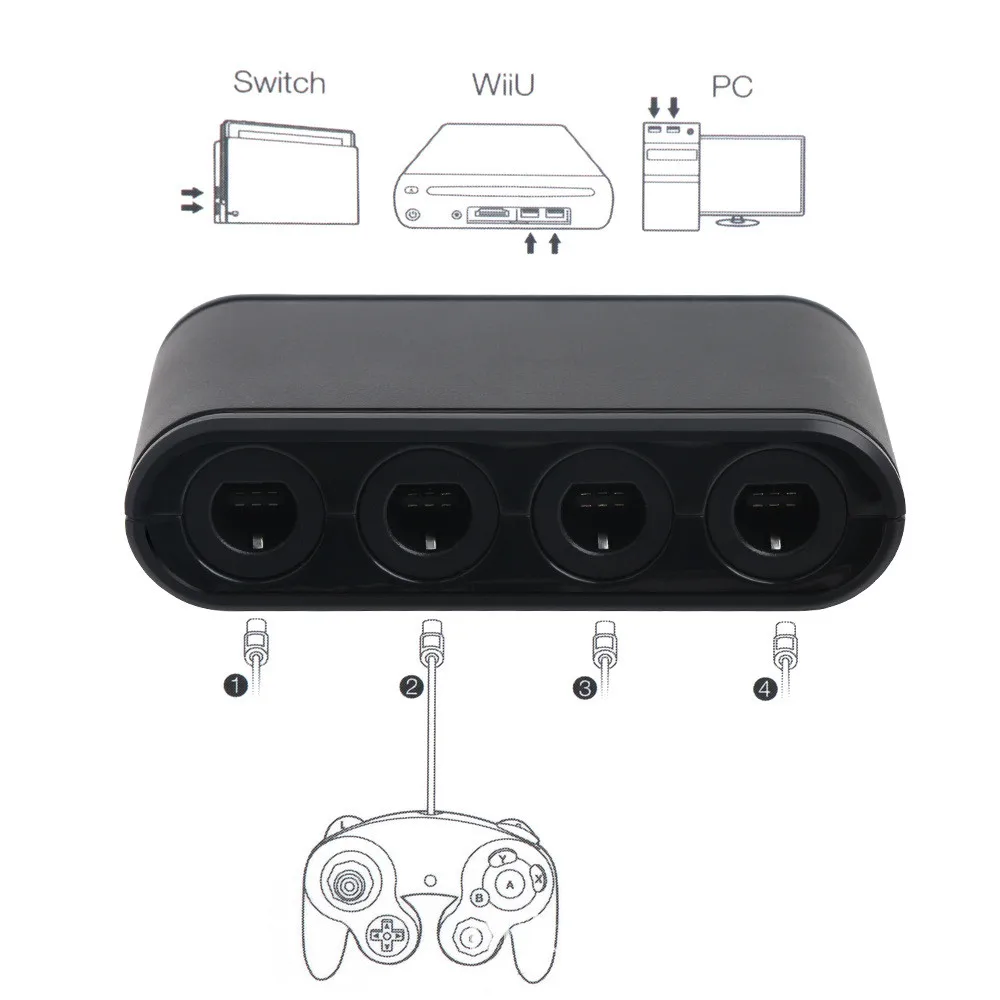 4 Ports for GC Game Cube to for Wii U PC USB for Nintendo Switch Game Controller Adapter Converter for windows 7/8 XP Vista Mac