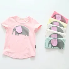2016 New Summer Girls T Shirt Short Sleeve Kids T-shirt Cartoon Elephant Print Tee 100% Cotton Brand Kids T Shirt Kids Tops 2-7Y 2016 New Summer Girls T Shirt Short Sleeve Kids T-shirt Cartoon Elephant Print Tee 100% Cotton Brand Kids T Shirt Kids Tops 2-7Y