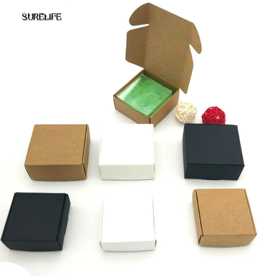 

100 Kraft Paper Box Gift Packaging Box Cartons Caja White Wedding Favors Candy Box Soap Packing Box Caixa