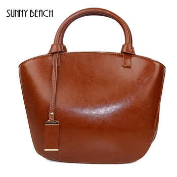 

SUNNY BEACH Women Genuine Leather Bags Female Top-Handle Bag Lady Real Leather Bag Luxury Tote Crossbody Bag