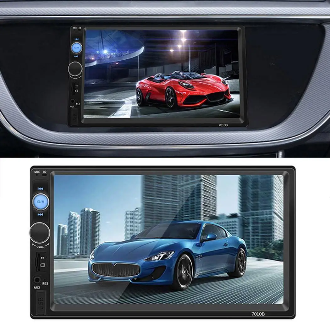 

7'' Bluetooth Car MP5 Player 2 Din Auto FM Radio Touch Screen TF USB Handsfree Car Stereo Video Audio Player Rear View 7010B