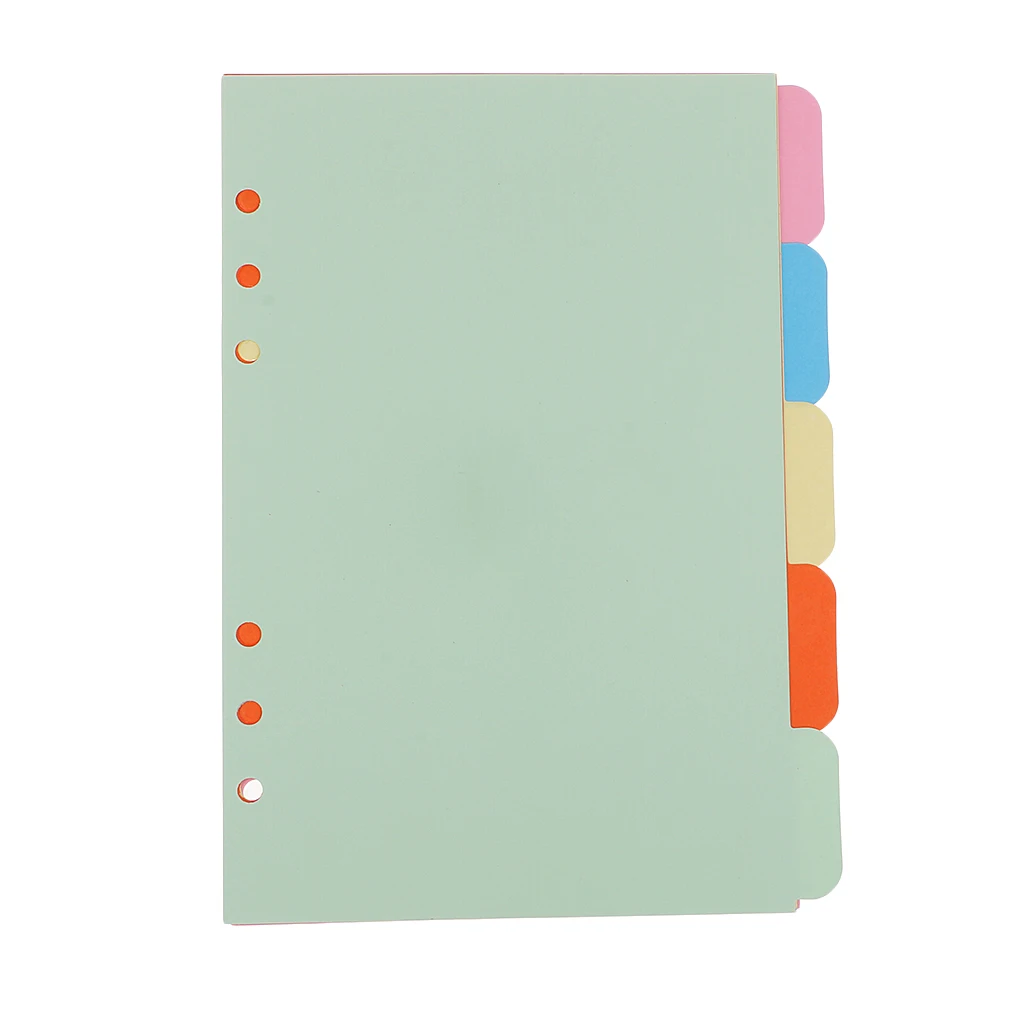 5 Pieces Solid A5 Size Kraft Paper Tabbed Paper Planner Notebook Album Divider Index Page