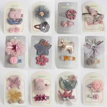

2pcs/set Baby Girl Kids Hair Accessories Crown Star Lace Flower Girl Hair Clips Horse Bird Hair Tie Hair Clip