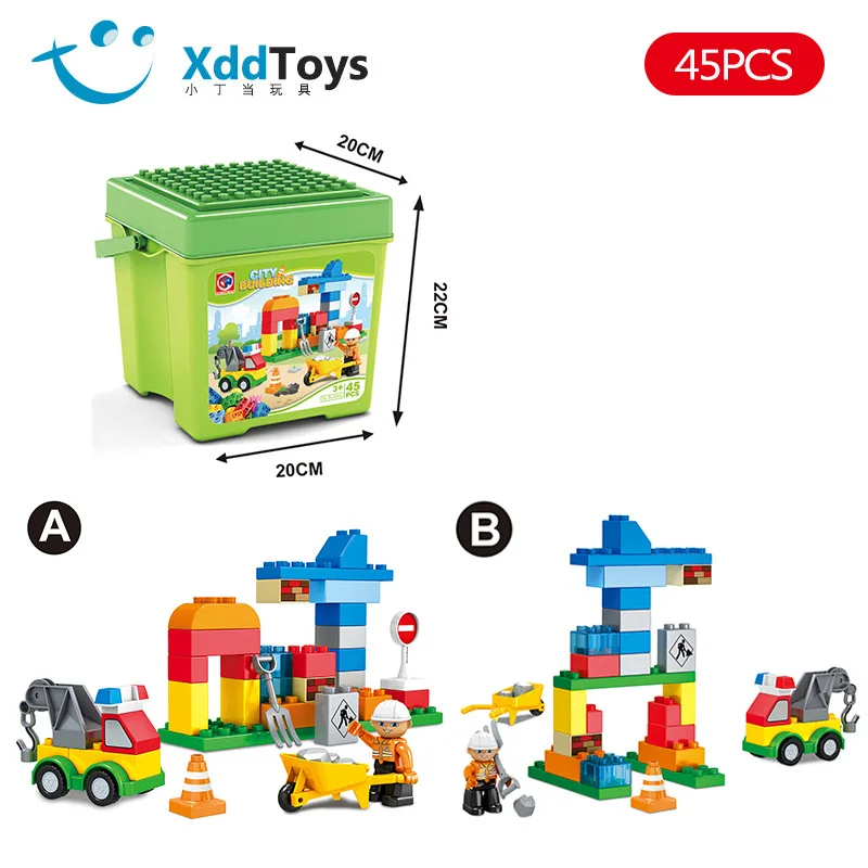 

55Pcs Large-particle Assembled Building Block Toys for Urban Engineering Team Intellectual Enlightenment Toys
