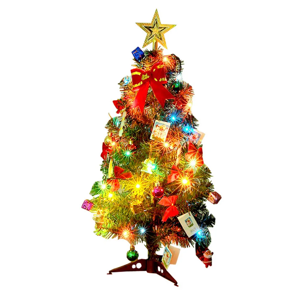 

45/60cm Hardcover Christmas Tree with colored lights Christmas Tree with Decorations Package Xmas Gift Home Ornaments